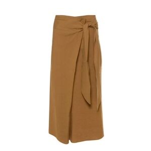 VINCE Mosswood Tie Front Linen Midi Skirt